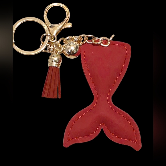 Red Rhinestone Mermaid Tail Bag Charm Keychain - Picture 2 of 2